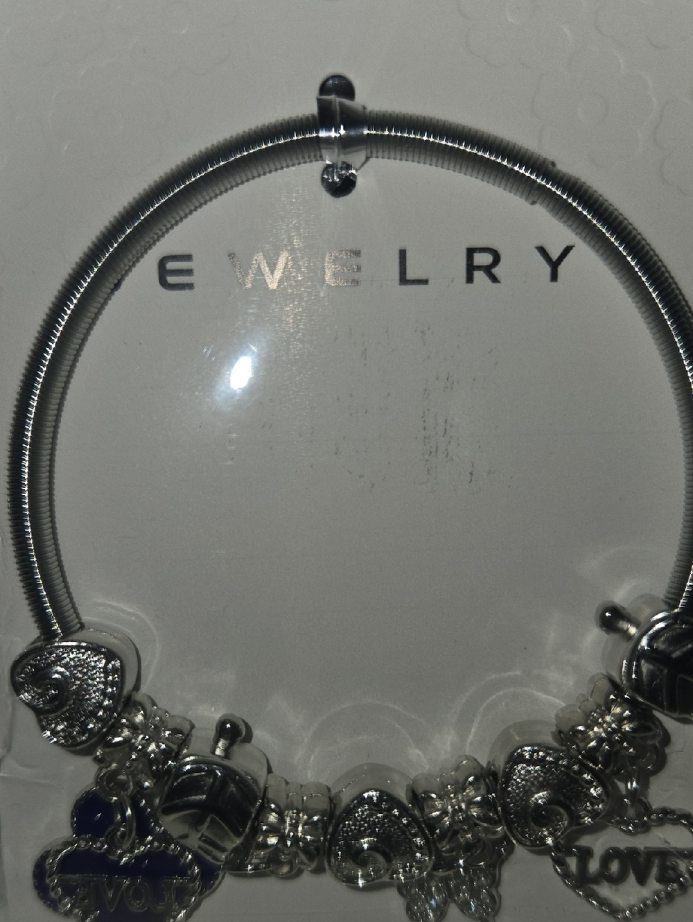 Silver Heart Charm Bracelet - Women Jewelry Blue Clover